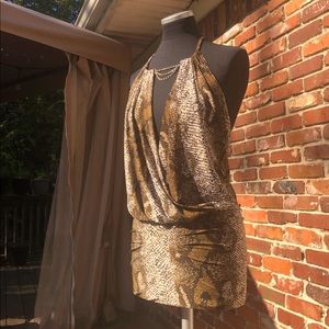 NWOT brown snake print mini dress